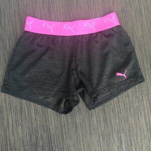 Puma Shorts Girls XS 5/6 Dark Gray Pink Running Play Casual